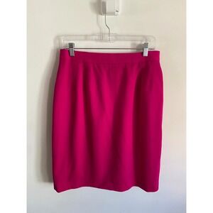 VJR Vintage Hot Pink Wool Pencil Skirt Womens 14 Made in USA Fuchsia Knee Length
